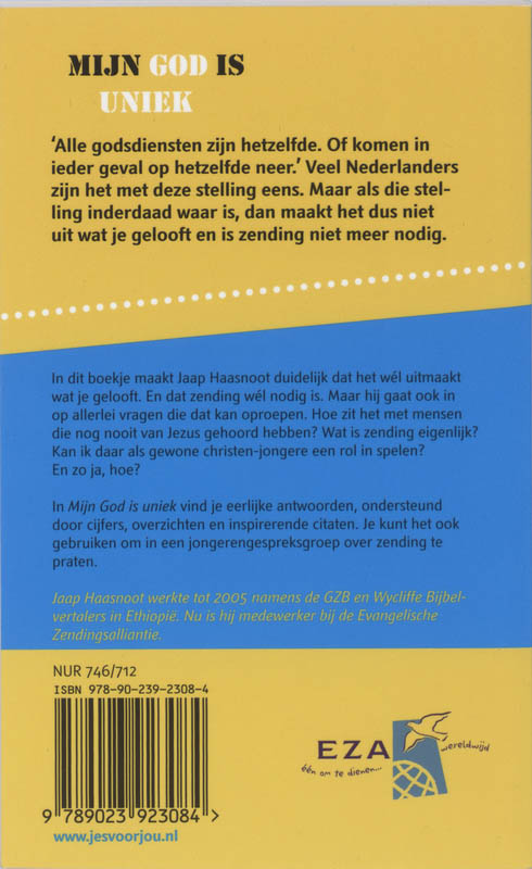 Productafbeelding: achterkant van Mijn God is uniek